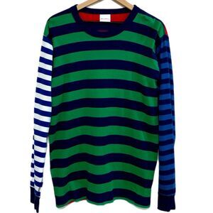 Hanna Andersson Boys Multi Color Striped Long Sleeve Green Red White Blue.